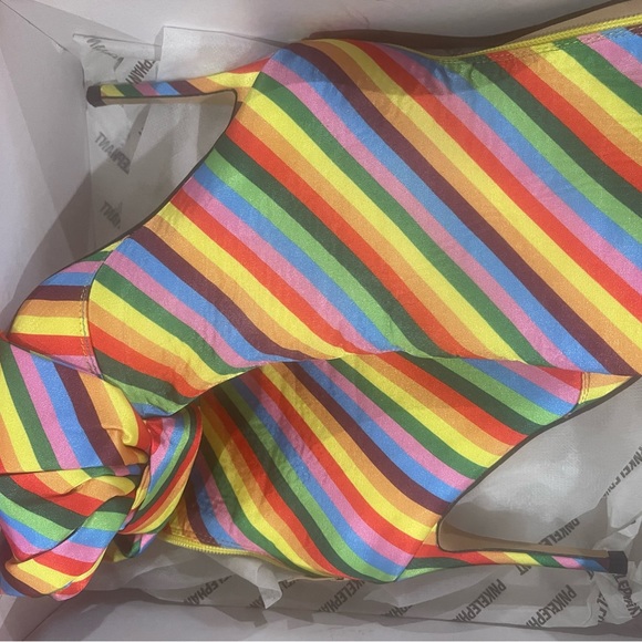 Pink Elephant rainbow striped boots with bow detail - Picture 3 of 4